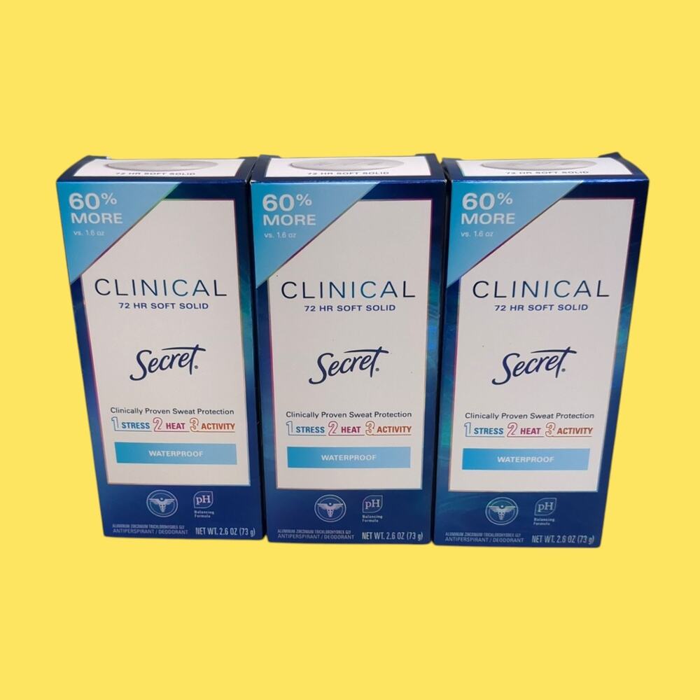 Secret Antiperspirant Deodorant Clinical Str 72Hr Waterproof 3 Pack EXP 5\27